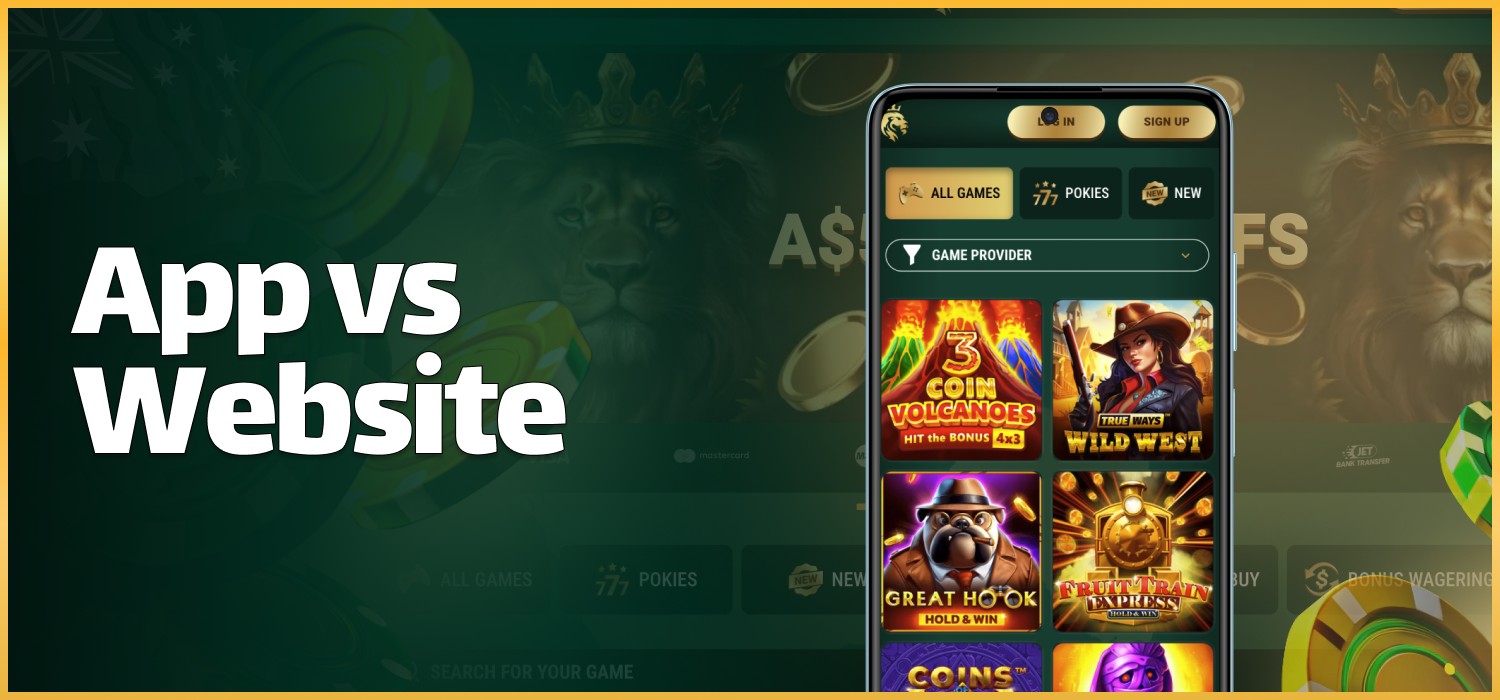 mobile app vs website casino