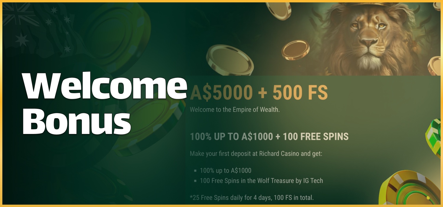 welcome bonus at Richard Casino